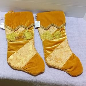 Dan Dee color gold set of 2 Christmas stockings 17" tall new with tags
